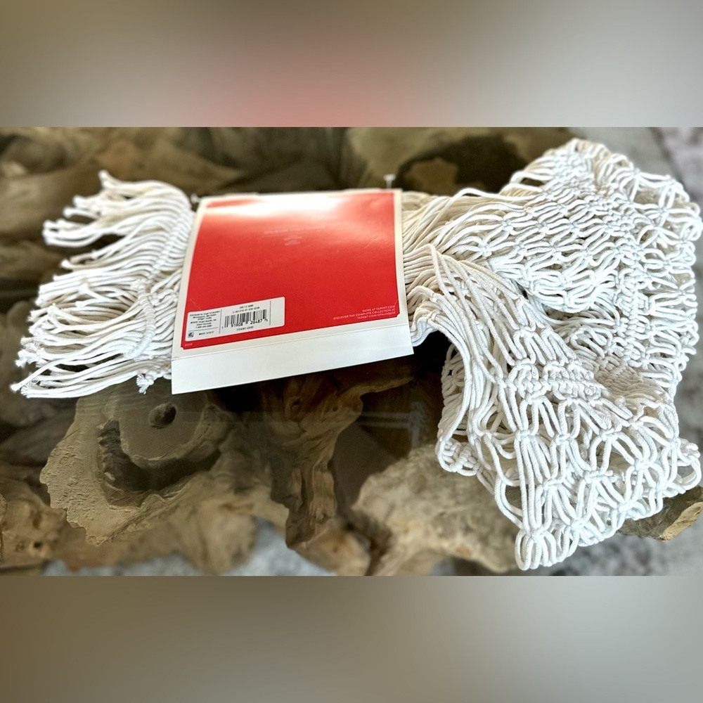 ‼️RARE‼️🎸OPALHOUSE🎸🔥NWT🔥Cotton Macrame Runner in white -72x14 - Picture 9 of 16